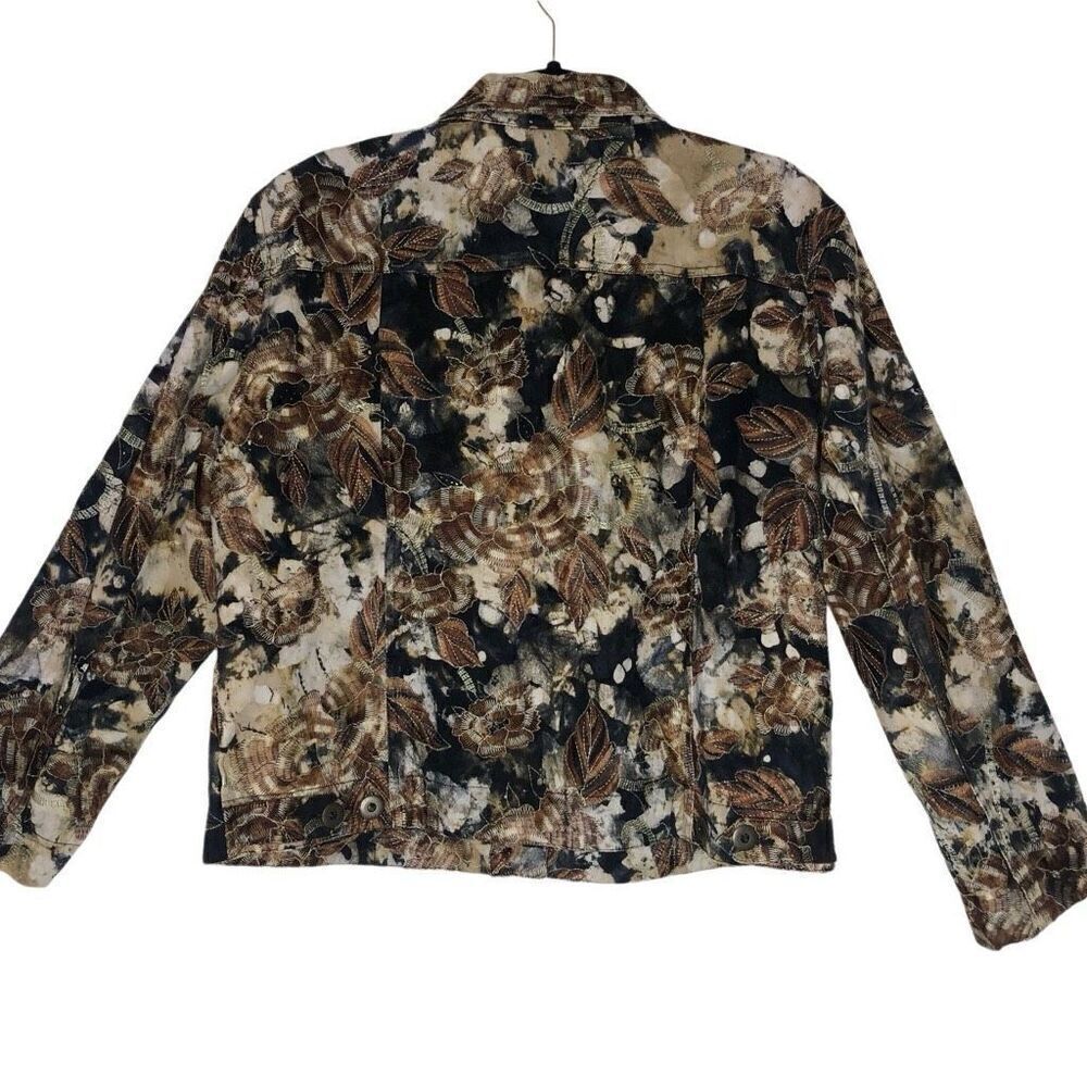 Vtg Chico’s Design Trucker Style Beaded, Embroidered Jacket Size 12 90’s, Retro